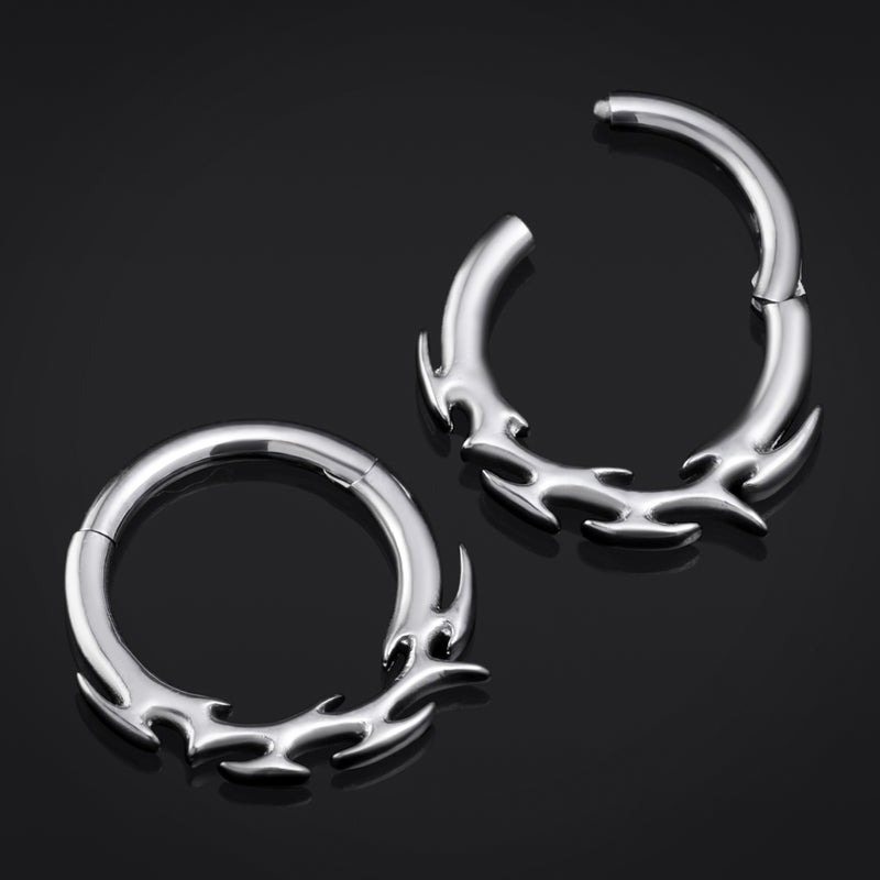 Tribal Spike Septum, Anneau de nez, Argent, Titane ASTM F136