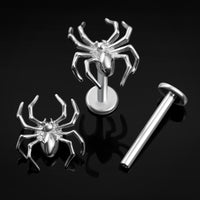 Labret en titane, argenté, tête araignée, filetage interne, 1,2 mm
