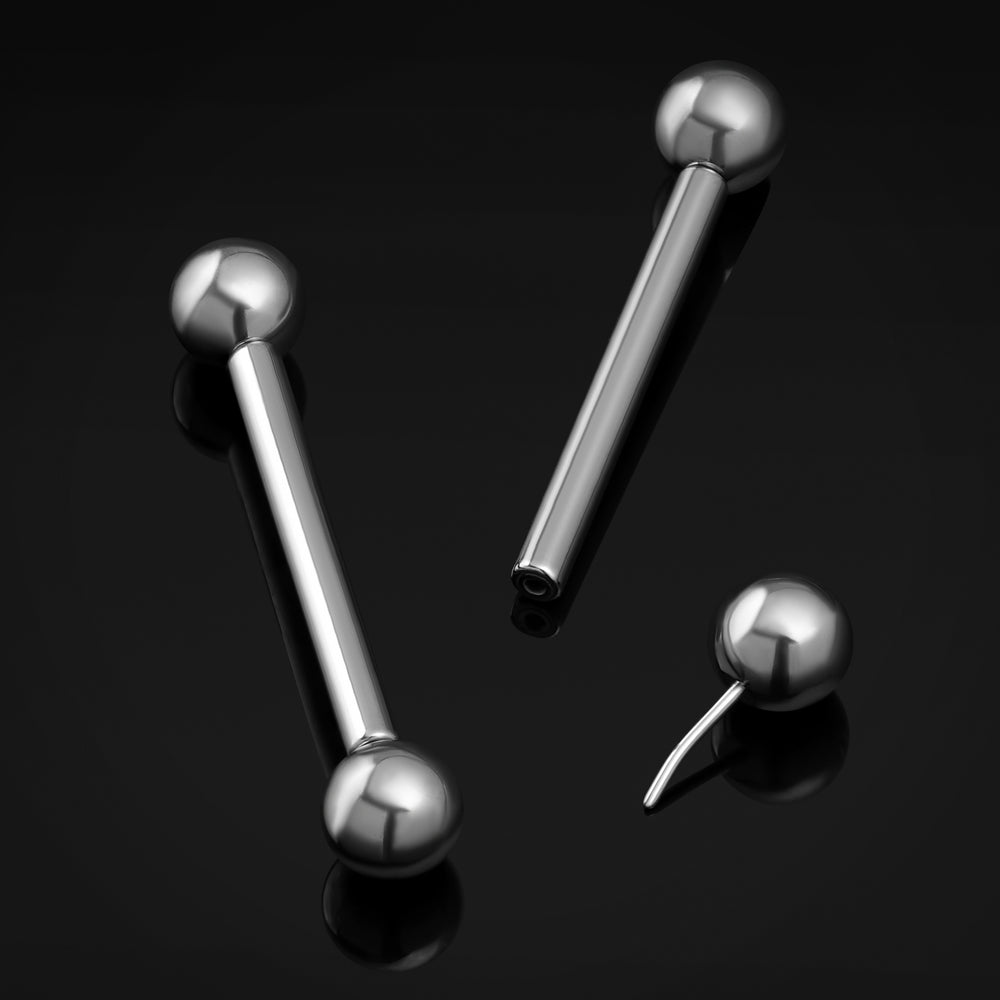 Titanium Threadless Silver Nipple Bar 1.6mm - Titanium Threadless Nipple Bar 1.6mm / Alternative Jewellery / Threadless Piercings