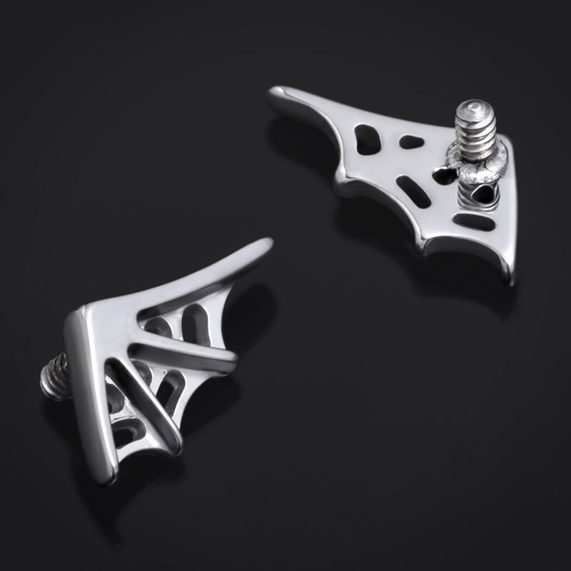 Embout de Labret, Argent, Toile d'Araignée, Filetage Interne, Titane