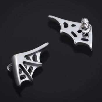 Labret Top, Silver, Spider Web, Internally Threaded, Titanium