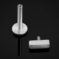 Labret en titane argenté rectangulaire à filetage interne, calibre 1,2 mm