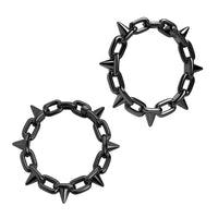 Black Steel Spiked Chain Ear Hangers - Pair