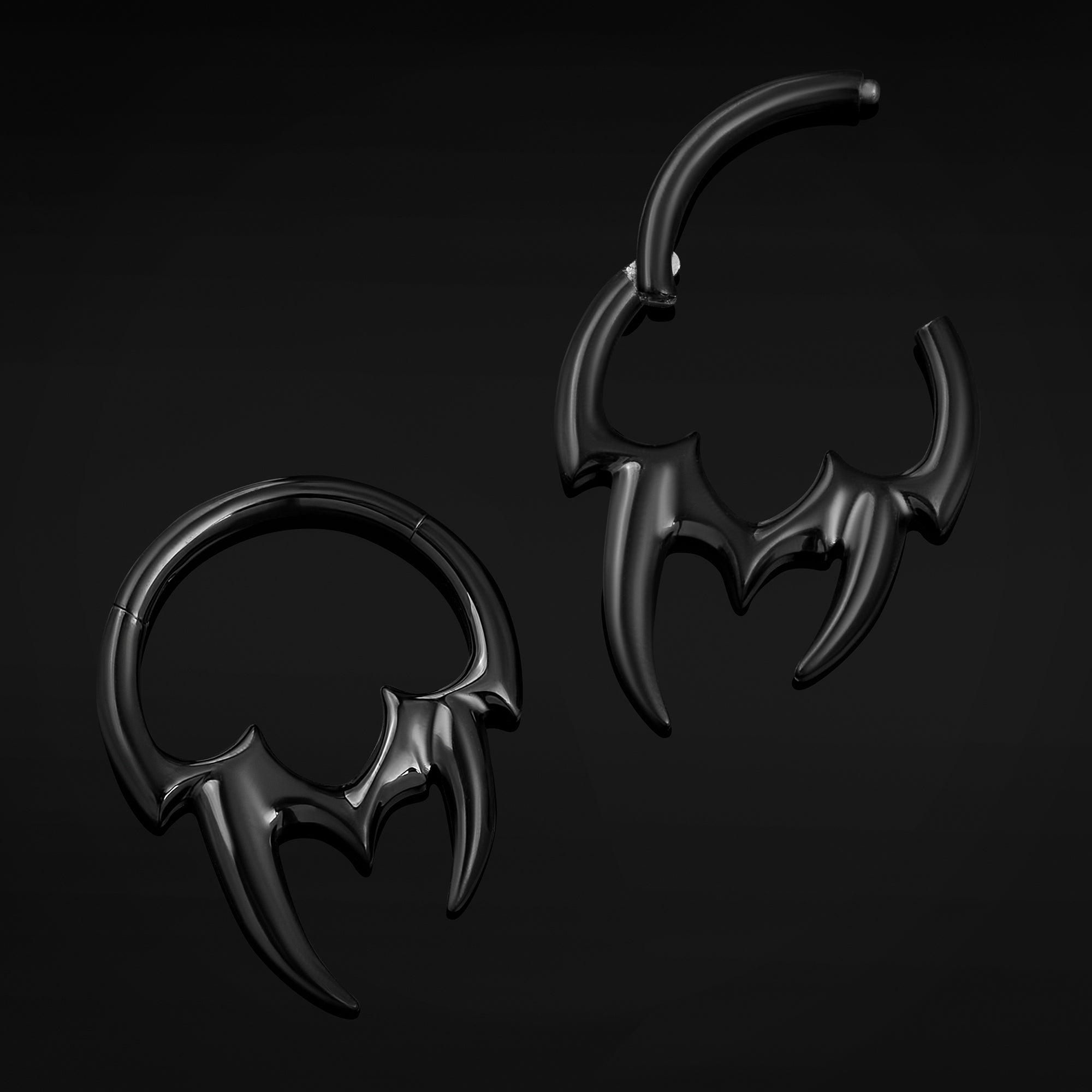 Septum Clicker, Black, Asymmetrical Tribal Spike, ASTM F136 Titanium
