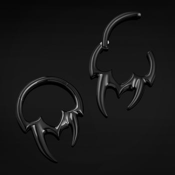 Black Asymmetrical Tribal Spike ASTM F136 Titanium Segment Clicker Septum Nose Ring