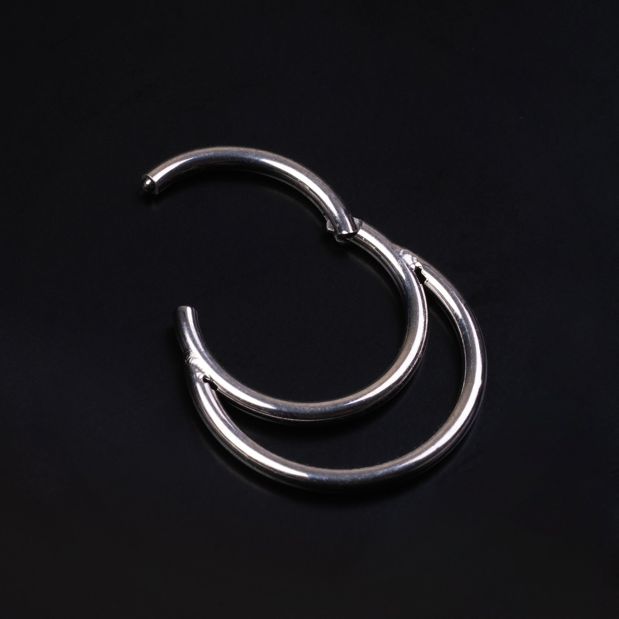 Daith Clicker, Silver, Double Hoop, Titanium
