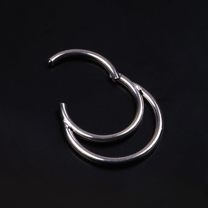 Daith Clicker, Silver, Double Hoop, Titanium