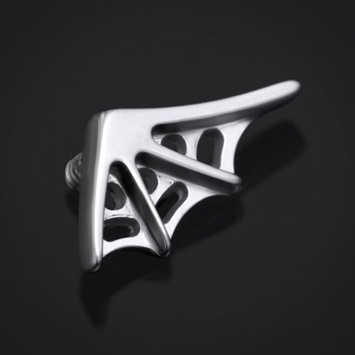 Labret Top, Silver, Spider Web, Internally Threaded, Titanium