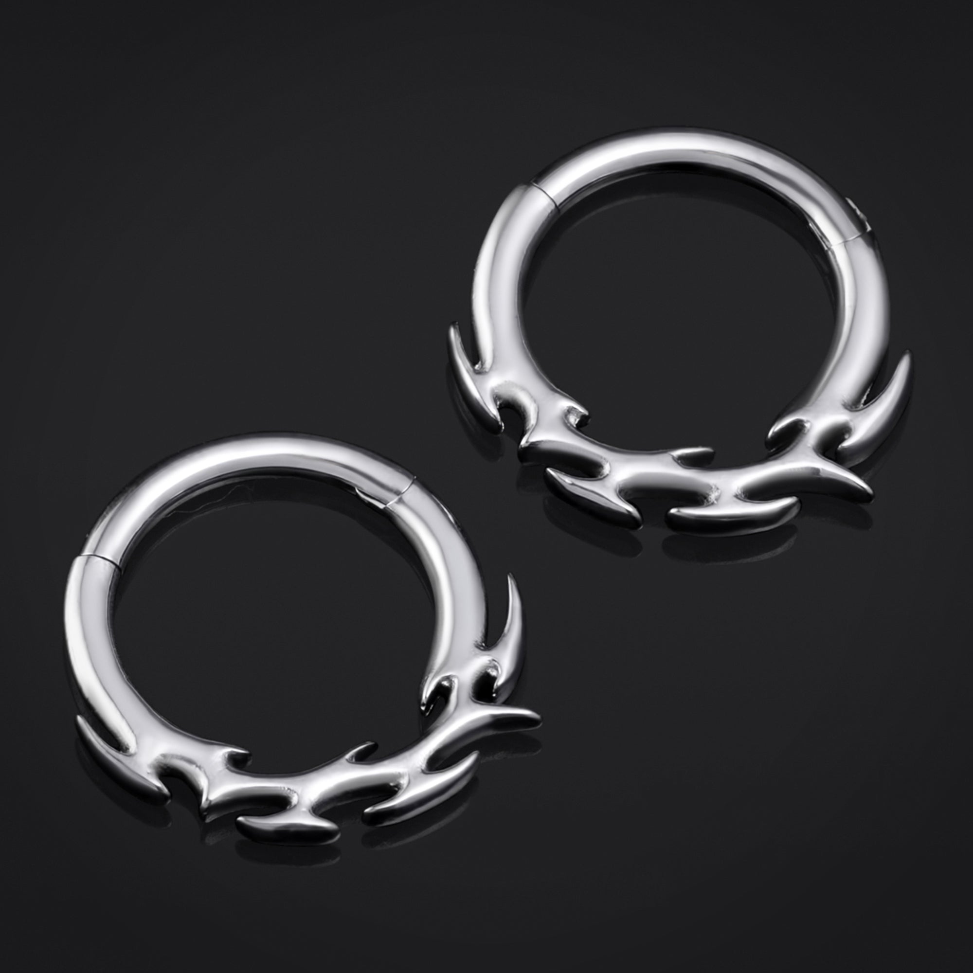 Tribal Spike Septum, Nose Ring, Silver, ASTM F136 Titanium