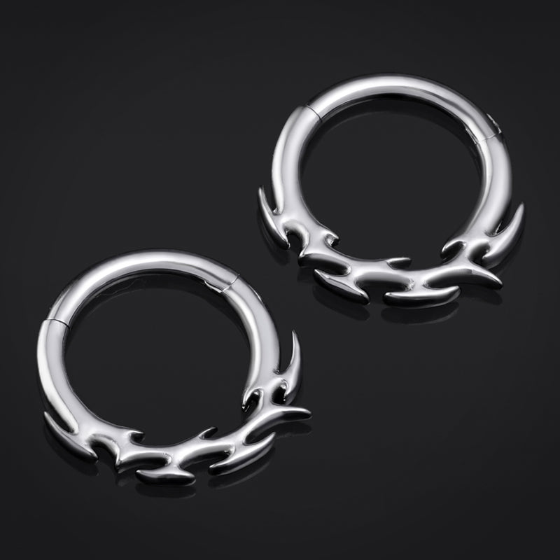 Tribal Spike Septum, Anneau de nez, Argent, Titane ASTM F136
