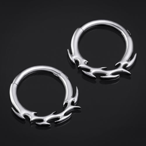 Tribal Spike Septum, Nose Ring, Silver, ASTM F136 Titanium