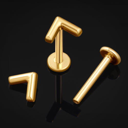 Gold Chevron Internally Threaded Titanium Labret Stud 1.2mm Gauge