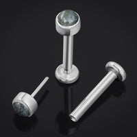 Clou de labret en titane sans filetage avec pierre d’agate mousse, calibre 1,2 mm