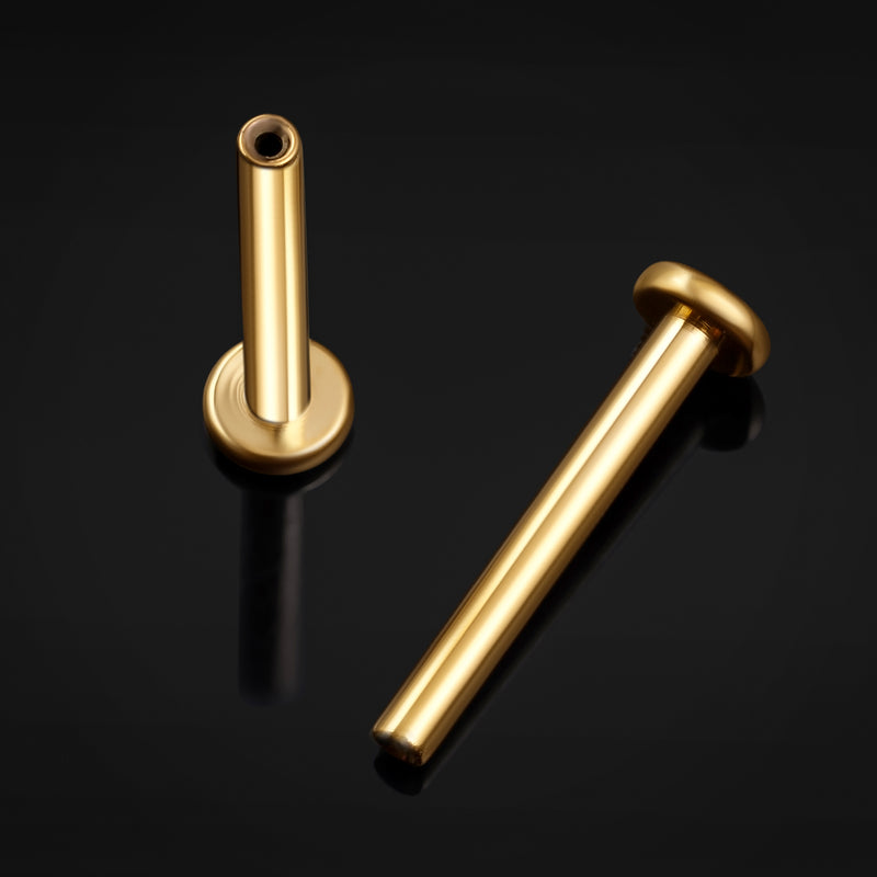 Labret à poussoir, doré, sans filetage, titane
