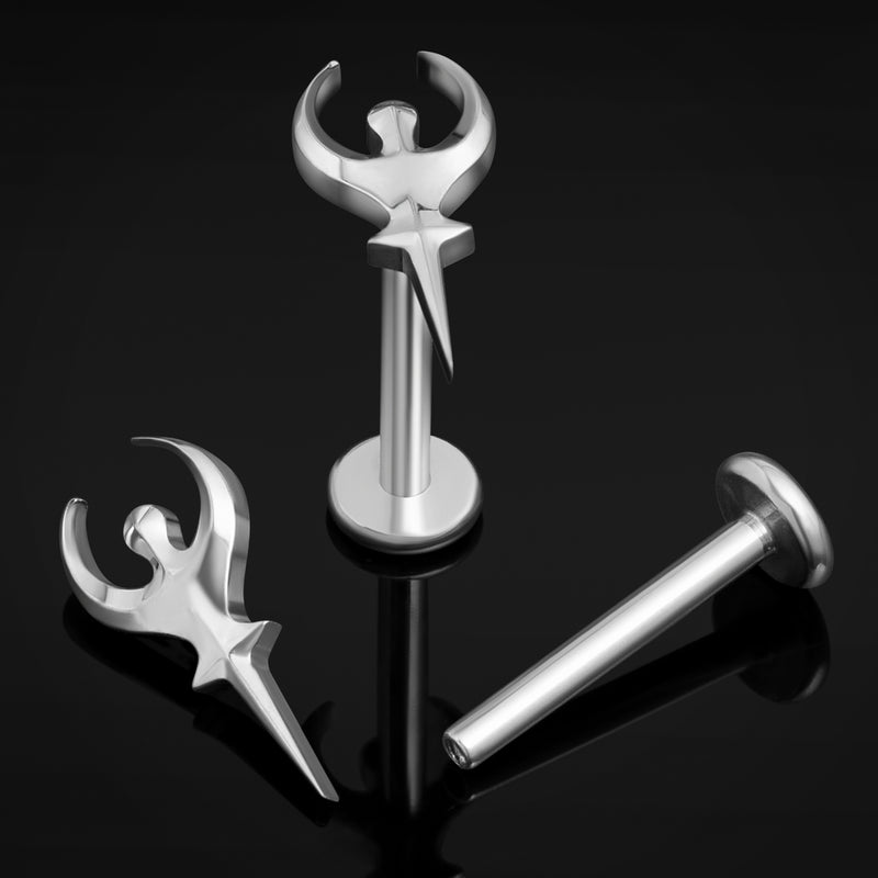 Argenté, Sigil d’Hadès, Filetage interne, Barrette labret, Titane ASTM F136, 1.2mm