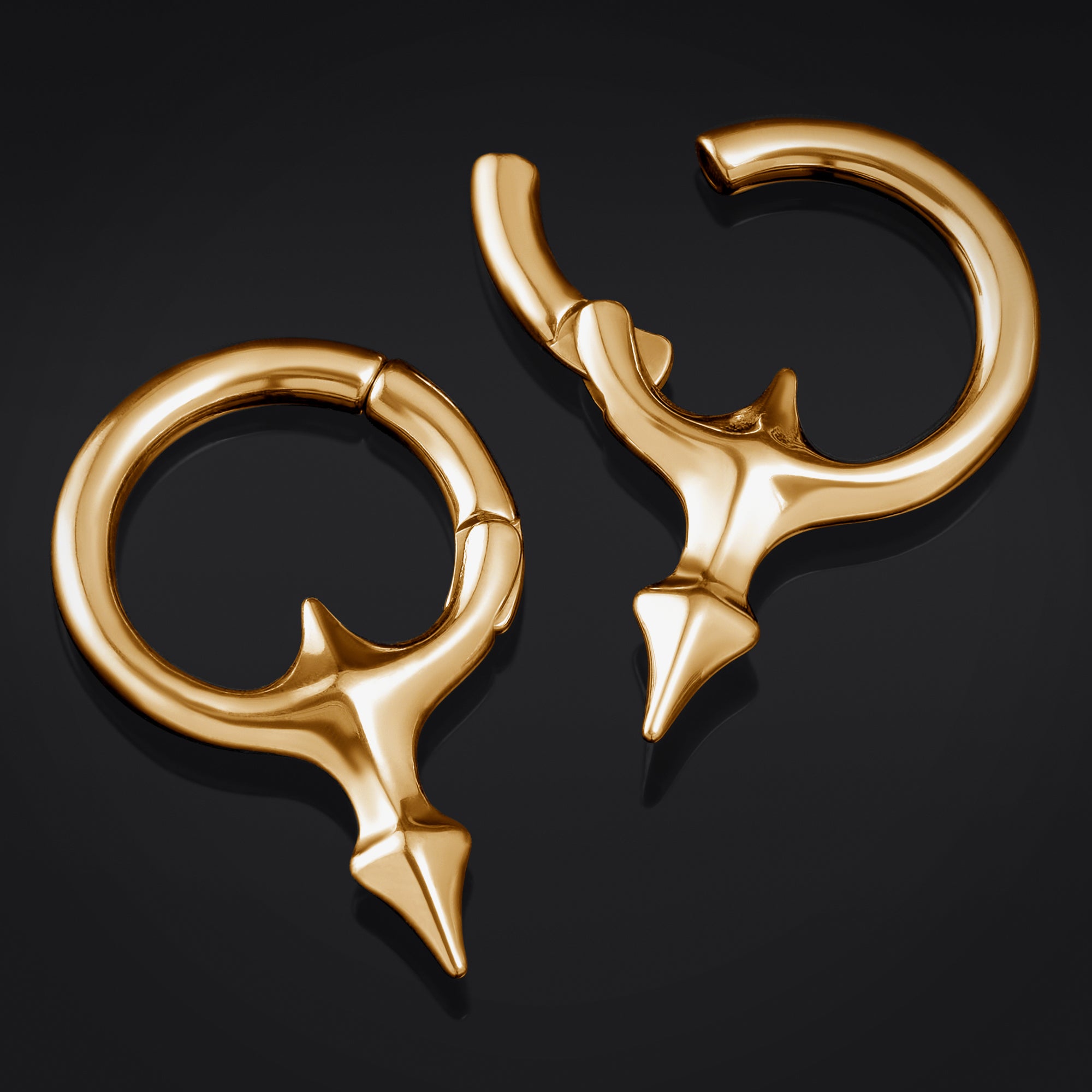 Goldene Tribal-Siegel-Ohrgewichte aus Stahl - Paar