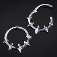 Anneau Clicker De Septum En Titane ASTM F136 Argenté À Pointes Gothique