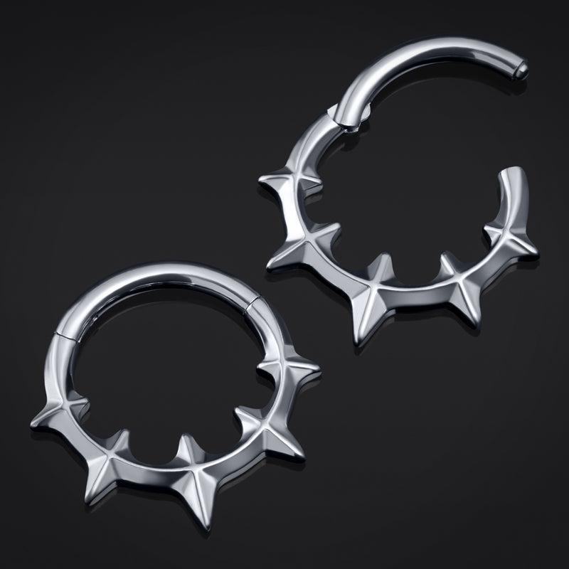 Anneau Clicker De Septum En Titane ASTM F136 Argenté À Pointes Gothique