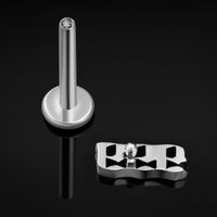 Labret-Stecker, Silber, 666, Innengewinde, Titan, 1,2 mm Stärke