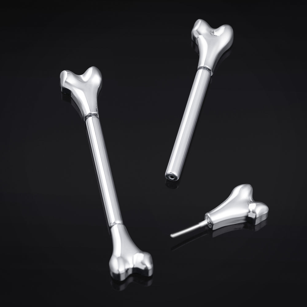 Titanium Threadless Silver Bone Nipple Bar 1.6mm - Titanium Threadless Nipple Bar 1.6mm / Alternative Jewellery / Threadless Piercings