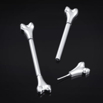Titanium Threadless Silver Bone Nipple Bar 1.6mm