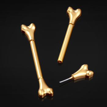 Titanium Threadless Gold Bone Nipple Bar 1.6mm