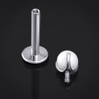 Argent, perle sertie griffe, filetage interne, labret, titane