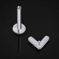 Clou de labret, argent, chevron, filetage interne, titane, 1.2mm