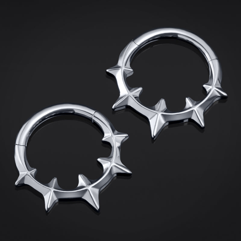Anneau Clicker De Septum En Titane ASTM F136 Argenté À Pointes Gothique