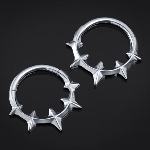 Gothic Spiked ASTM F136 Titanium Silver Septum Clicker Ring