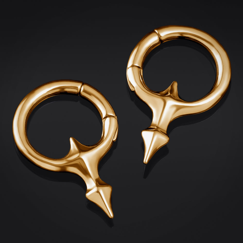 Gold Tribal Sigil Steel Ear Weights - Pair - Pair of Gold Tribal Sigil Steel Ear Weights - Stainless Steel For Stretched Ears