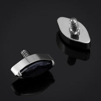 Embout de labret, argent, pierre marquise noire, filetage interne, titane