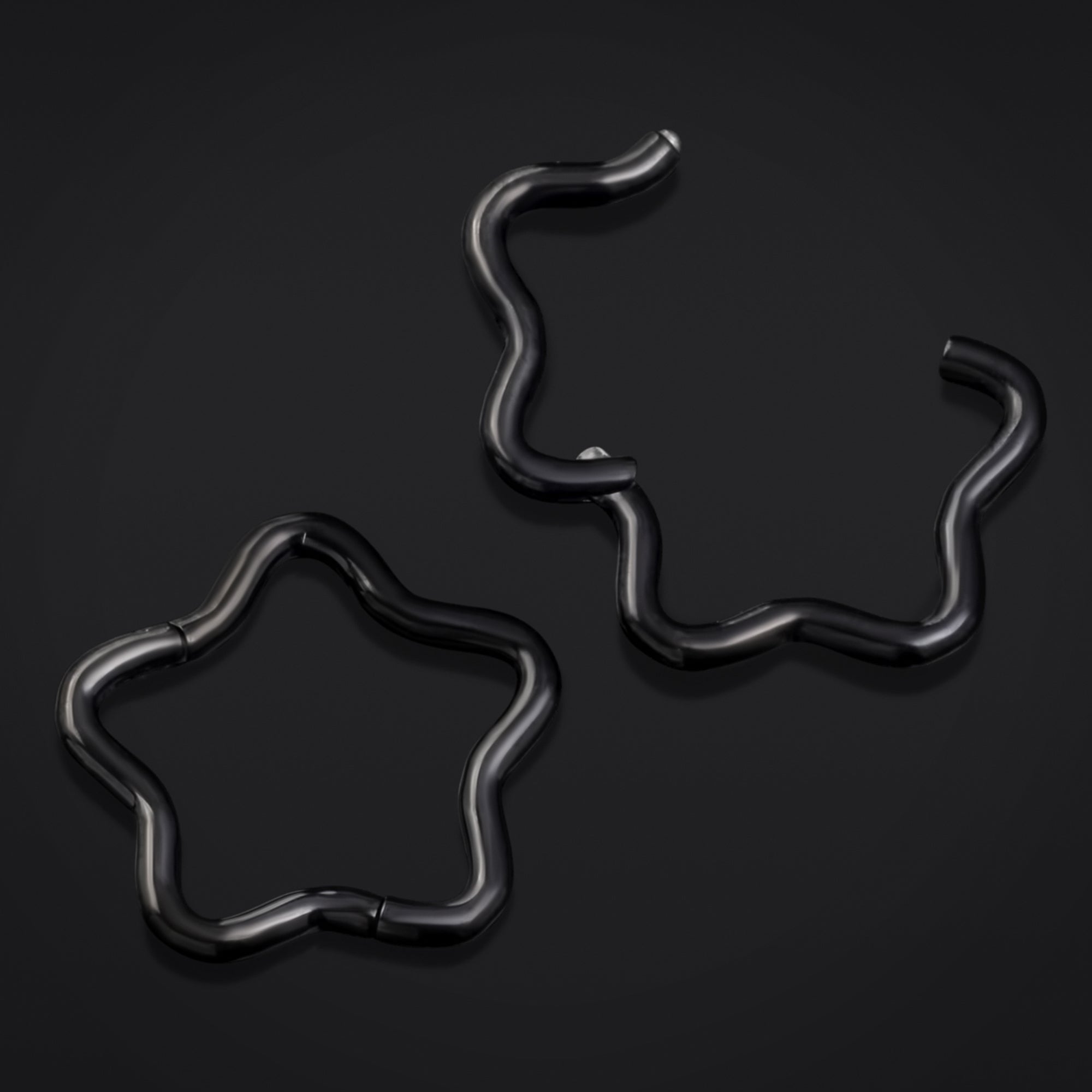 Black Star Hinged Nose Ring ASTM F136 Titanium 1.2mm Gauge