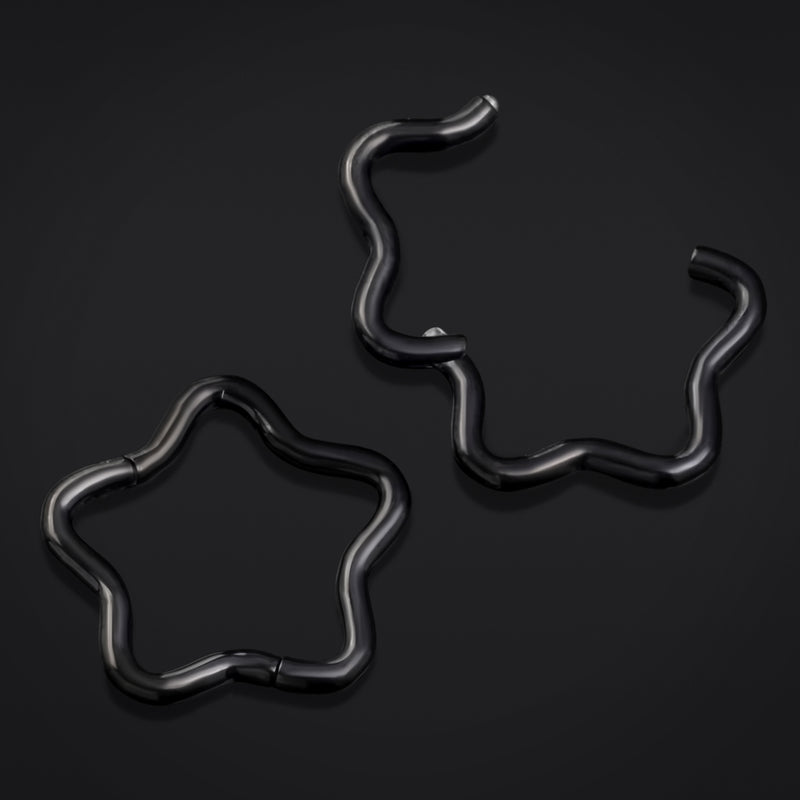 Anneau de nez articulé étoile noire en titane ASTM F136 calibre 1,2 mm