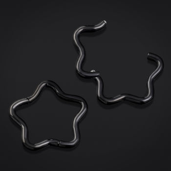 Black Star Hinged Nose Ring ASTM F136 Titanium 1.2mm Gauge
