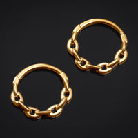 Clicker de septum, doré, motif chaîne, titane, 1.2mm