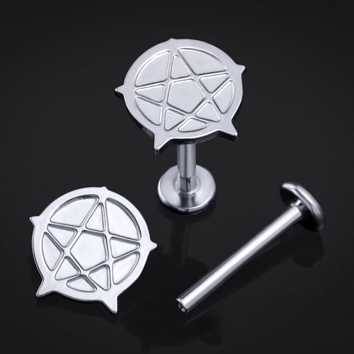 Labret-Stecker, Silber, Coffin Nails, Innengewinde, Titan, 1,2mm Stärke