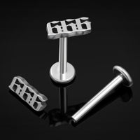 Labret-Stecker, Silber, 666, Innengewinde, Titan, 1,2 mm Stärke