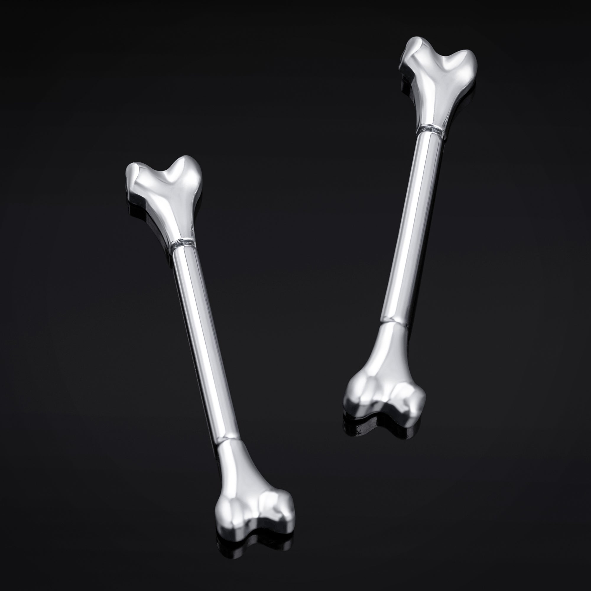 Titanium Threadless Silver Bone Nipple Bar 1.6mm