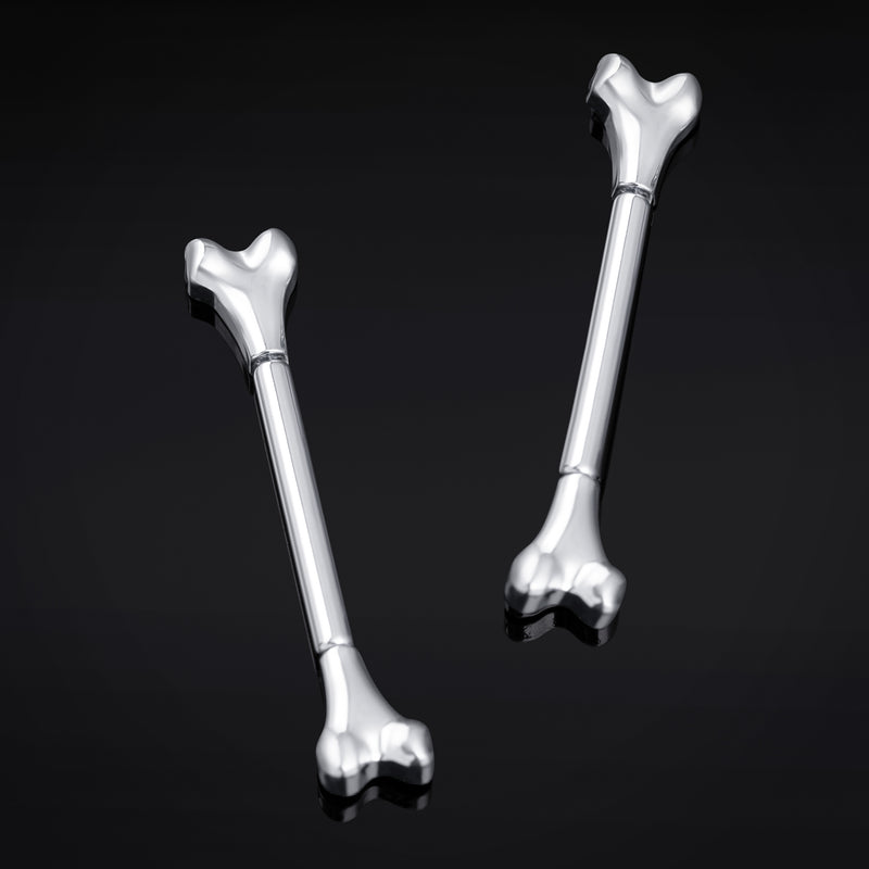 Barre de téton en titane argenté en forme d'os, sans filetage, 1.6mm