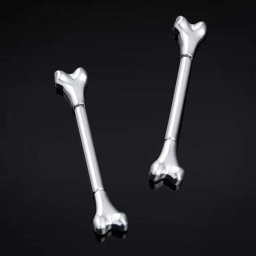 Titanium Threadless Silver Bone Nipple Bar 1.6mm