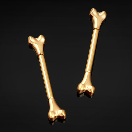 Titanium Threadless Gold Bone Nipple Bar 1.6mm