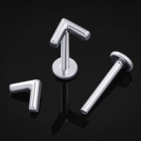 Clou de labret, argent, chevron, filetage interne, titane, 1.2mm