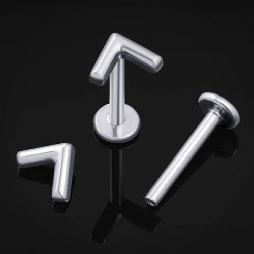 Silver Chevron Internally Threaded Titanium Labret Stud 1.2mm Gauge