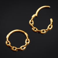 Clicker de septum, doré, motif chaîne, titane, 1.2mm