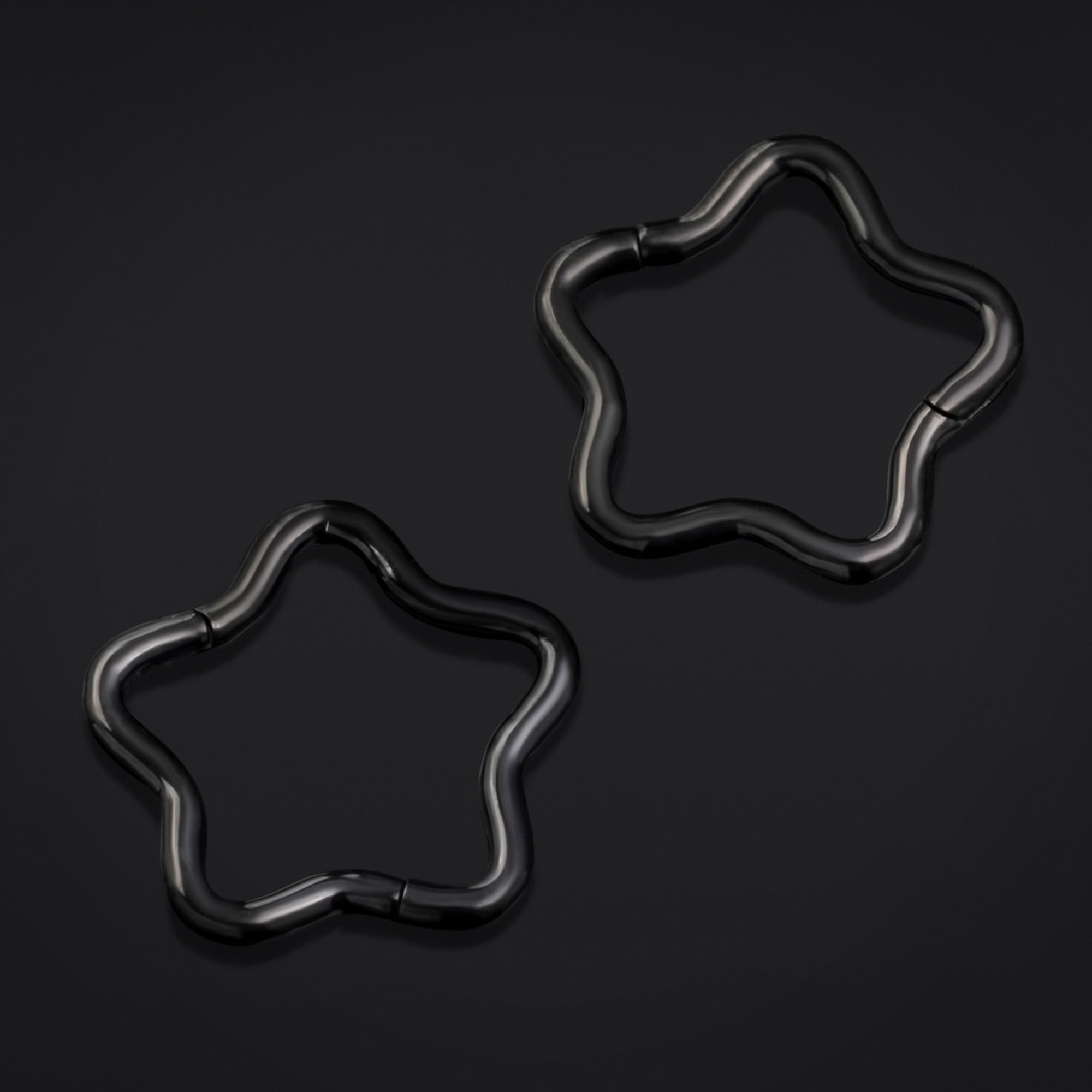 Black Star Hinged Nose Ring ASTM F136 Titanium 1.2mm Gauge