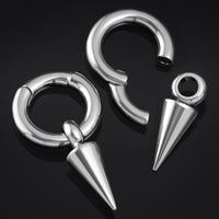 Poids d'oreille en acier à anneau à pointes - Paire