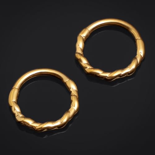 Twisted Rope Clicker Ring, Gold, ASTM F136 Titanium