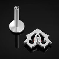 Clou de labret, rouge, cœur épineux avec pierre, filetage interne, titane, calibre 1,2 mm