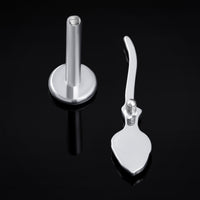 Labret en titane à filetage interne motif balai argenté calibre 1,2 mm